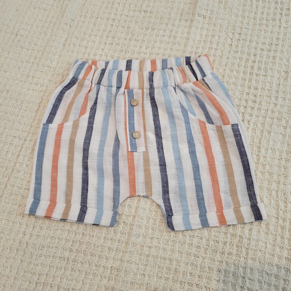 Striped linen shorts